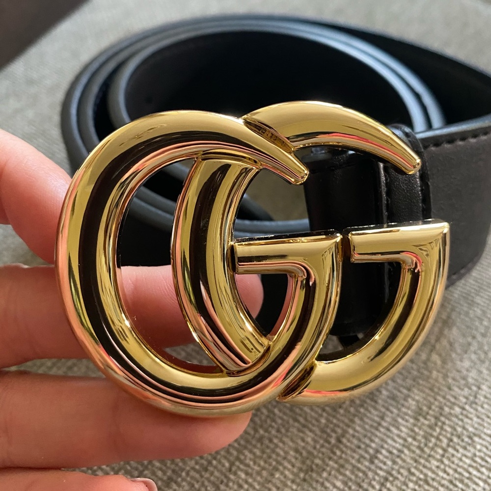 FAKE GUCCI Black leather belt